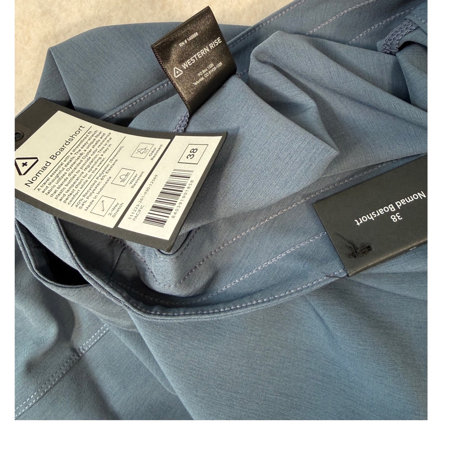 Western Rise Nomad Boardshort 38 Blue Gray Mens Travel Swim Shorts Nwt — image 7 of 8